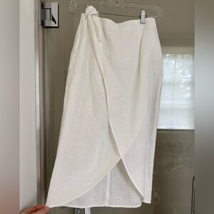 Reformation White Linen Wrap Skirt